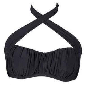 NWOT Black ruched halter bikini top